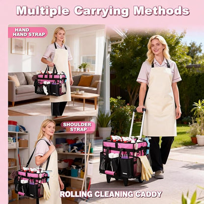 Cleaning Caddy with Wheels, Rolling Cleaning Supplies Organizer with Bottom - Image 4