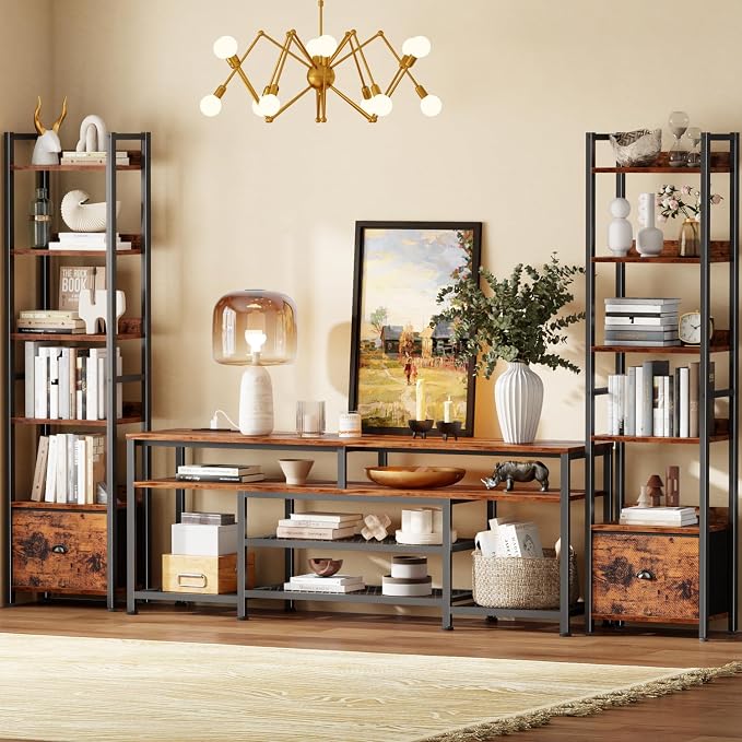 Furologee Book Shelf Set of 2, 6 Tier Tall Shelf - Image 2