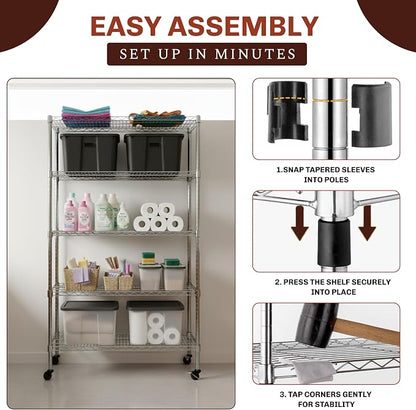 5-Tier NSF-Certified Steel Storage Shelves Rack - Image 3