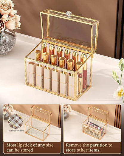 Lipstick Organizer, Luxury Tempered Glass Lipstick Holder & Nail Polish - Image 4