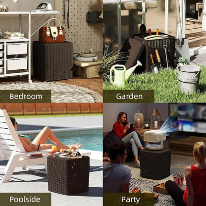 35 Gallon Outdoor Storage Box, Faux Rattan Deck Box - Image 7