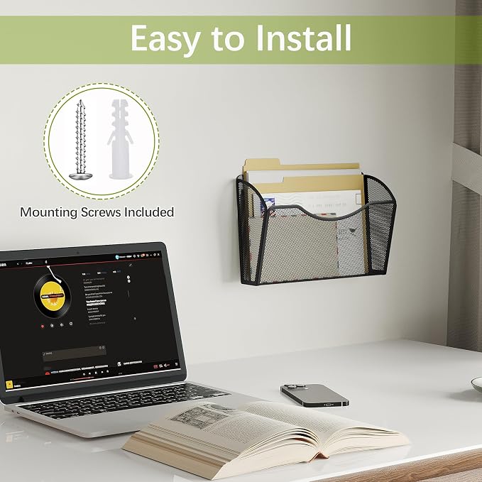 EasyPAG Wall File Organizer, Metal Mesh Hanging File Folder Holder - Image 5