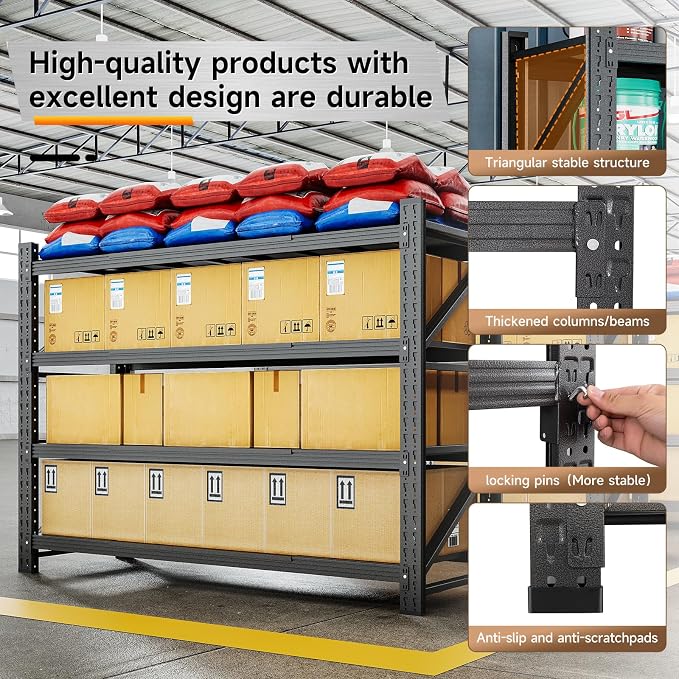 5000LBS Metal Garage Shelving Unit 60" W Storage Shelves Heavy Duty 4 Tier - Image 8