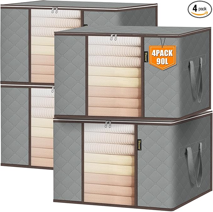 BALEINE 4 Pack Clothes Storage Bags, 24 Gallon Storage Containers by BALEINE
