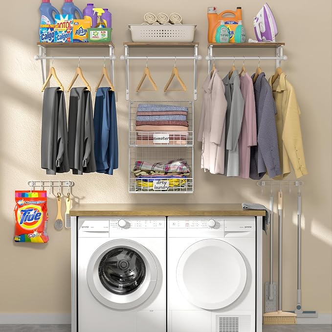 DAOUTIME 2 Set Laundry Room Wall Mounted Shelves - Image 7