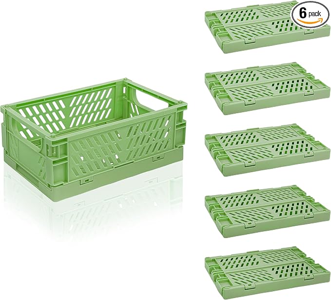 6 Pack Mini Foldable Small Plastic Baskets by Daixers