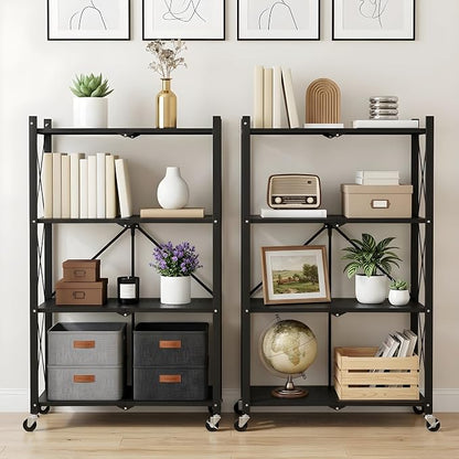 COKIHOM 4 Tier Foldable Storage Shelf, Large Capacity Metal Shelf Rack - Image 2
