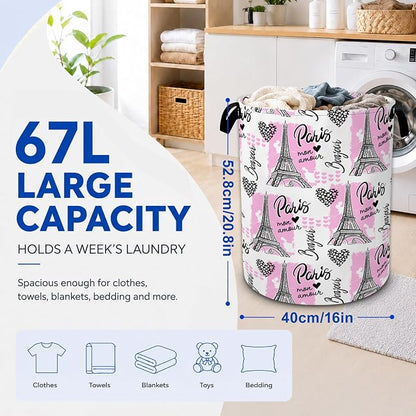 Paris Eiffel Tower Laundry Basket, Waterproof Collapsible Storage Bin - Image 2