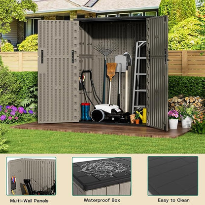 KINYING Outdoor Vertical Storage Shed, 57 Cu.ft Outdoor Storage Cabinet - Image 3