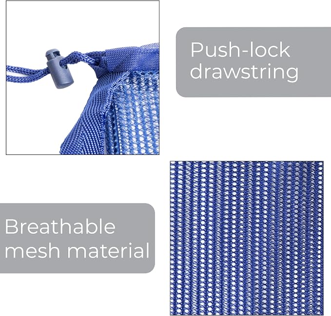 Smart Design Mesh Laundry Bag w/ Handle & Push Lock Drawstring - Image 5