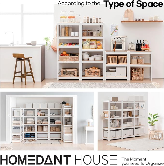 HOMEDANT House 5 Tier 24.4" W Laminated Metal Shelving Unit Adjustable Storage - Image 9