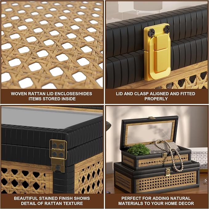 Rattan Decorative Box, Boho Display Boxes - Image 4