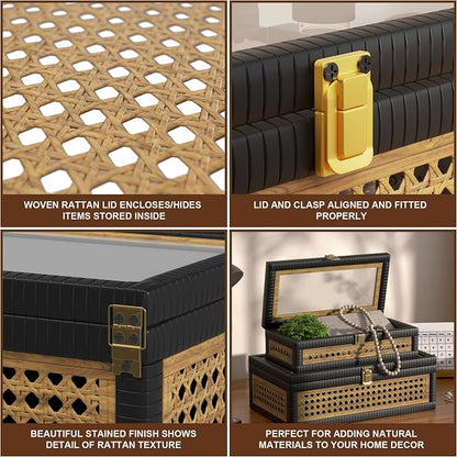 Rattan Decorative Box, Boho Display Boxes - Image 4