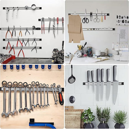 6 Pieces 18" Magnetic Tool Holder Strip, Stainless Steel Surface Tool Magnet Bar - Image 6