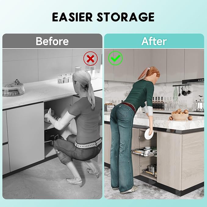 2Pack Expandable Pull Out Cabinet Organizer, Adjustable Width:17.1~28''W x - Image 8