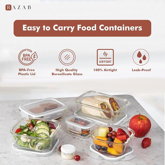 Razab 35 Pc Set Glass Food Storage Containers - Image 7