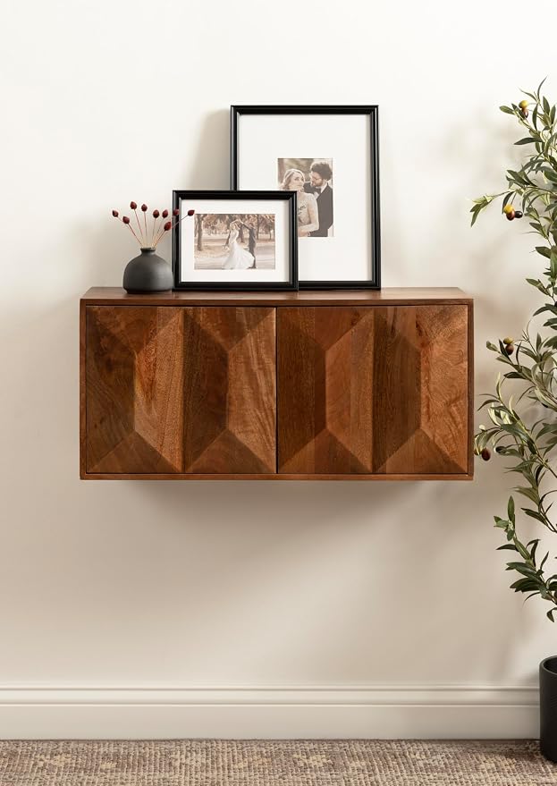 Kate and Laurel Ranier Modern Wooden Two-Door Wall Cabinet, Walnut Brown - Image 2