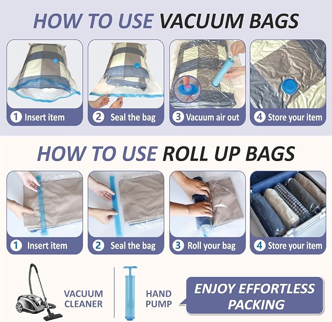 Cozy Essential Vacuum Storage Bags, 80% Compression Vacuum Seal Space Saver - Image 7