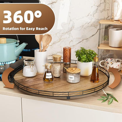 Acacia Wood 21" Lazy Susan Turntable Organizer - Image 3
