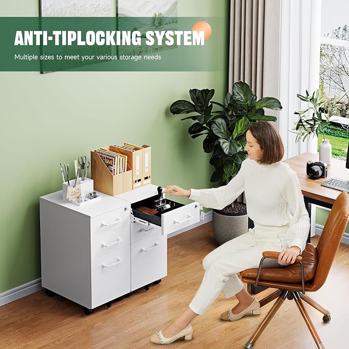 Letaya 3 Drawer Mobile File Cabinet - Image 3