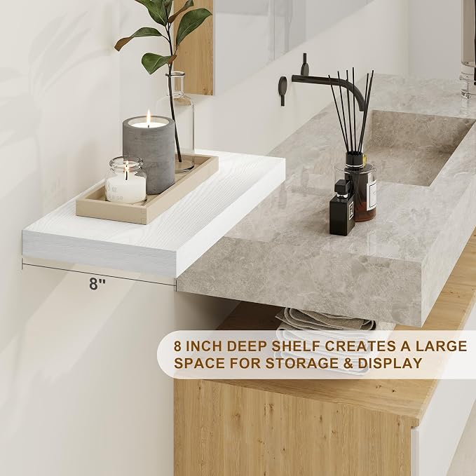 Fun Memories White Floating Shelves 16 Inch Long, 8 Deep Floating Shelf Wall - Image 4