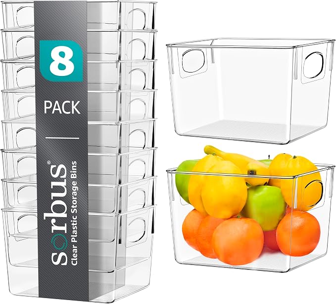 Sorbus Medium Clear Plastic Storage Bins by Sorbus