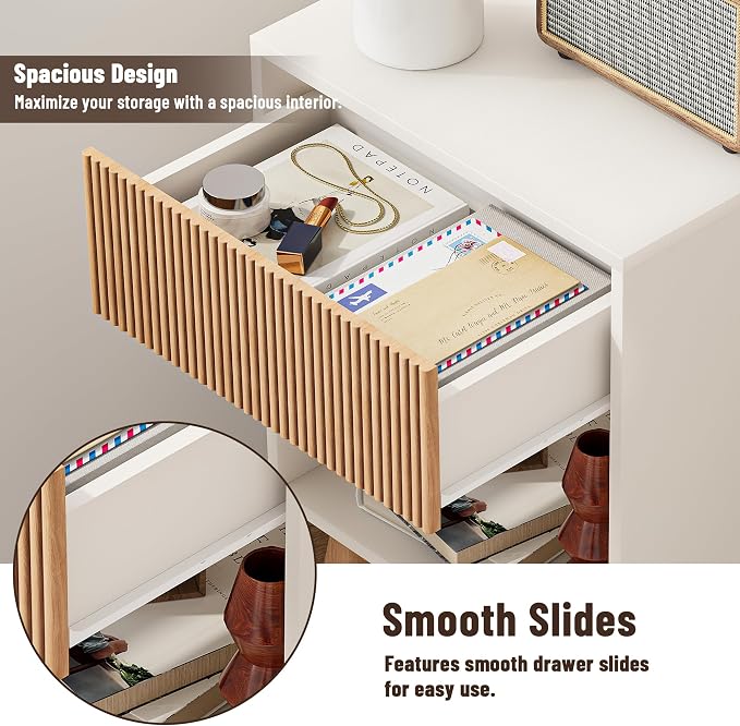 Fluted Nightstand, Modern Bedside Table - Image 3