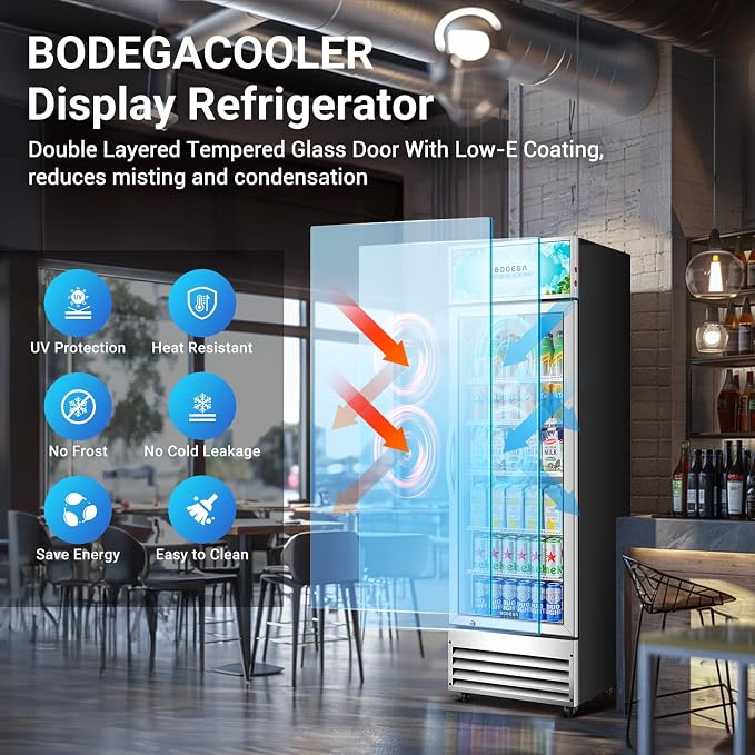 BODEGACOOLER Commercial Merchandiser Refrigerator, 12.5 Cu.Ft Glass Door - Image 4