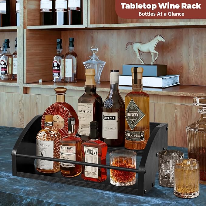 Liquor Bottle Display Shelf, Coffee Syrup Rack Organizer, 2 Step Countertop - Image 5