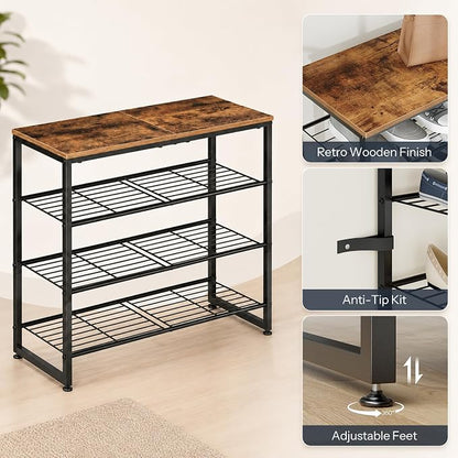 HOOBRO Shoe Rack, 4-Tier Narrow Shoe Organizer - Image 6
