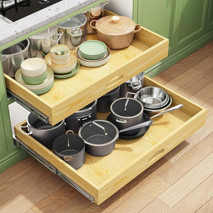 Pull Out Cabinet Organizer, Soft Close Wooden Slide Out Drawers by Kitstorack