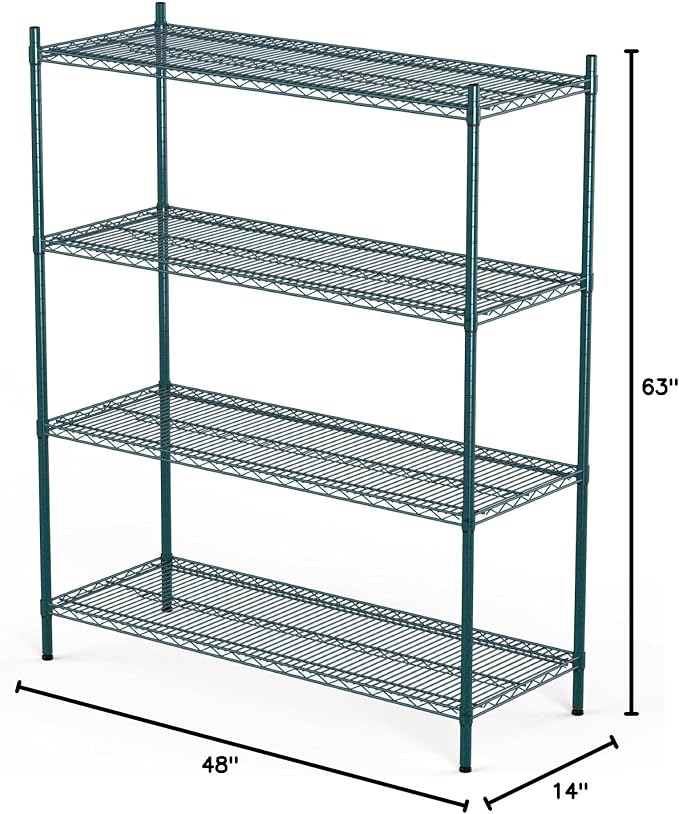 APLSS NSF 4-Tier Green-Epoxy Storage Shelves, Moist&Dry Environments, - Image 3