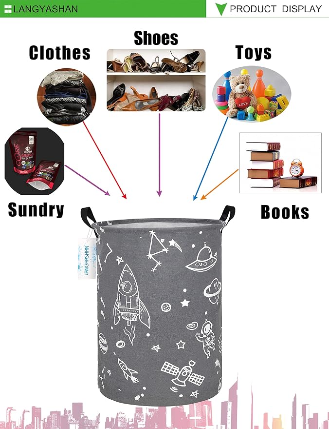 LANGYASHAN Storage Bin, Canvas Fabric Collapsible Organizer Basket - Image 4
