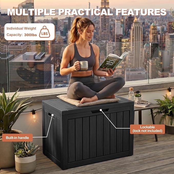 EFU Outdoor Storage Box 60 Gallon Deck Box Lockable UV Resistance Waterproof - Image 5