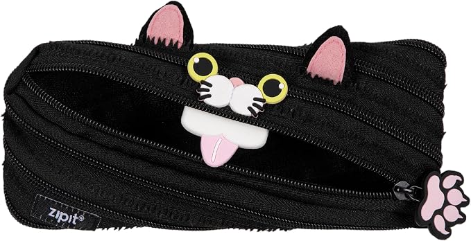 ZIPIT Cat Pencil Case for Girls, Cute Zipper Pouch for Kids Teens, Stationery by ZIPIT