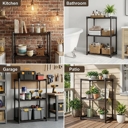 3-Tier Storage Shelves with Plastic Connectors – Metal Shelf Organizer - Image 4