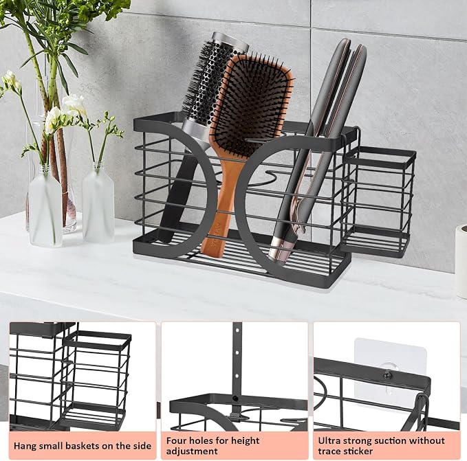 Elegant Black Wall Mounted Hair Dryer Holder - Image 5