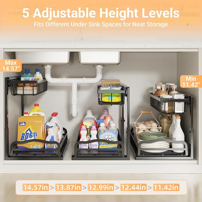 AceMining Under Sink Organizer, 2 Pack Pull-Out Under Cabinet Organizer - Image 6