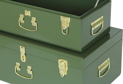 Vixdonos Metal Trunk Decorative Storage Box Set of 2 College Dorm Chest - Image 4