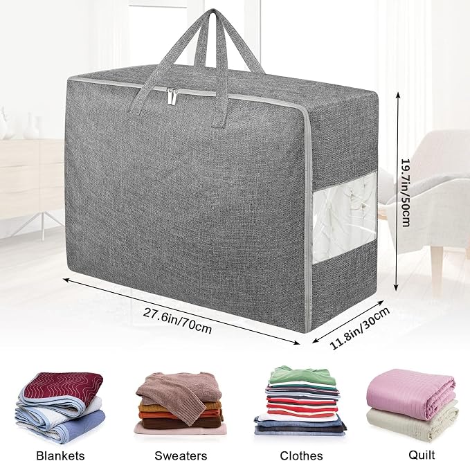4Pack 105L Extra Large Storage Bags, Folding Comforter Blanket Storage Bags - Image 2