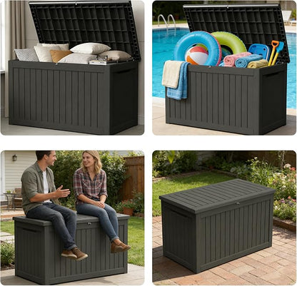 200 Gallon Outdoor Storage Box Resin Deck Box All Weather Waterproof Large - Image 7