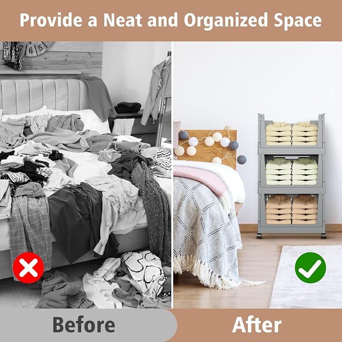 Stackable Storage Bins, Foldable Closet Organizers and Storage Bins Box - Image 3