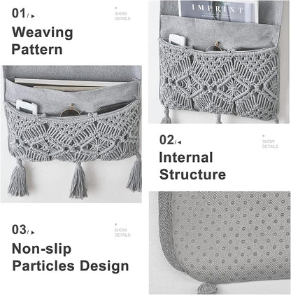 Mkono Macrame Couch Organizer Remote Control Caddy Sofa Armrest Armchair - Image 4
