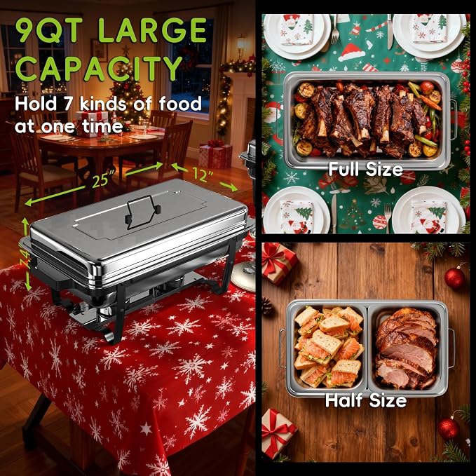 sifer 9Qt 2Pack Chafing Dishes for Buffet | Chafing Dishes - Image 2