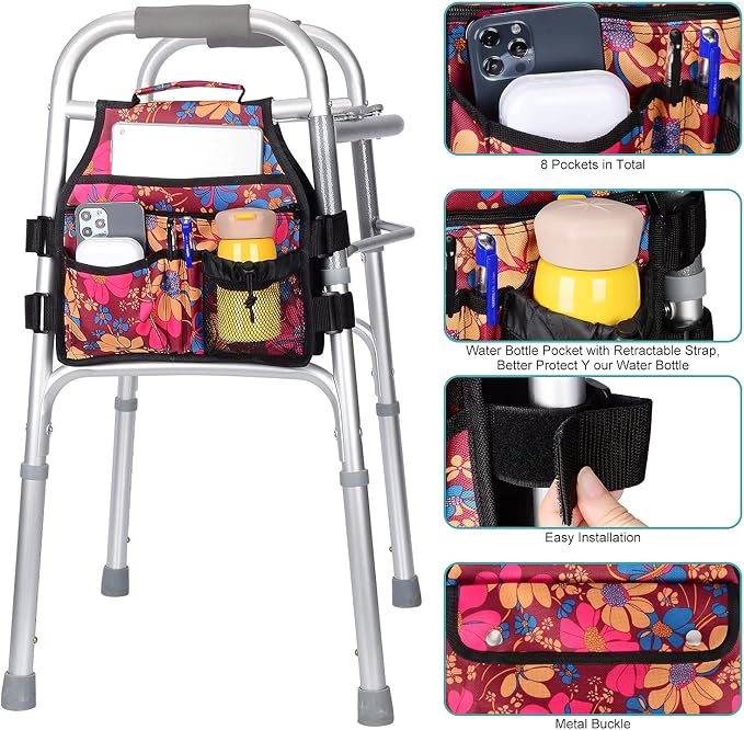 supregear Side Walker Bag, Walker Accessories Bag w/Cup Holder, Folding Walker - Image 2