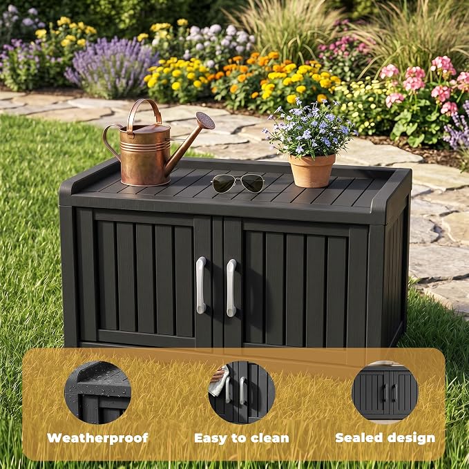 ROJIK Shoe Cabinet Waterproof UV-Resistant, Storage Bench Indoor Outdoor - Image 7