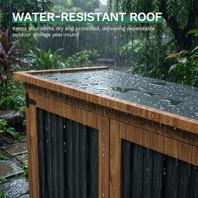Devoko Metal & Wood Weatherproof Garden Storage Shed - Image 4