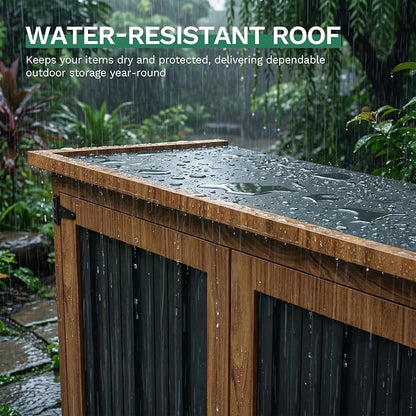 Devoko Metal & Wood Weatherproof Garden Storage Shed - Image 4