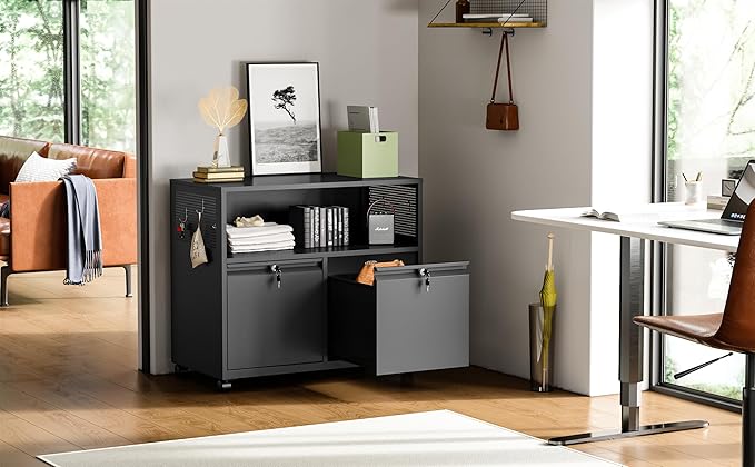 Metal File Cabinet, 2 Drawer Filing Cabinet - Image 2