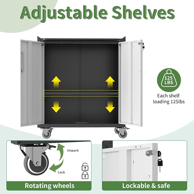Metal Tool Cabinet, Garage Storage Cabinet System, Wall Cabinet & Locking - Image 5